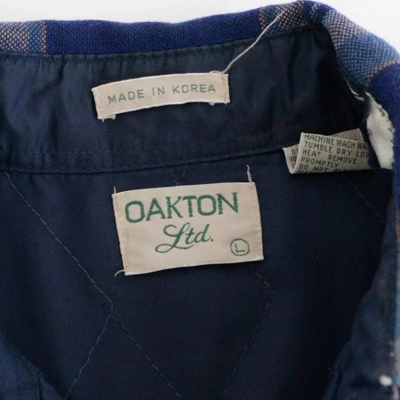 Vintage 90S Oakton Ltd Blue And Cream Plaid Button Up Outdoor Shacket Large - Picture 11 of 11